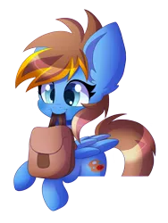 Size: 1200x1600 | Tagged: safe, artist:blazemizu, derpibooru import, oc, unofficial characters only, pony, mouth hold, saddle bag, simple background, solo, to saddlebags and back again, transparent background