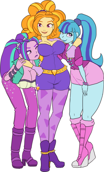 Size: 1652x2725 | Tagged: suggestive, artist:moronsonofboron, derpibooru import, adagio dazzle, aria blaze, sonata dusk, equestria girls, rainbow rocks, adaria, arisona, ass, big breasts, breasts, busty adagio dazzle, busty aria blaze, cleavage, clothes, female, females only, hips, hug, huge breasts, lesbian, lipstick, looking at you, polyamory, polydazzlings, shipping, simple background, smiling, sonagio, sonata donk, the dazzlings, transparent background, trio, wide hips