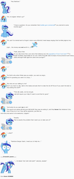 Size: 849x2046 | Tagged: artist:dziadek1990, conversation, derpibooru import, dialogue, emotes, emote story, emote story:sweet regret, emote story:two storylines collide, minuette, rainbow dash, reddit, safe, slice of life, text