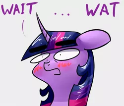 Size: 1191x1021 | Tagged: safe, derpibooru import, twilight sparkle, pony, blushing, eyebrows, floppy ears, pinpoint eyes, reaction image, shocked, solo, wait what, wat, woonoggles