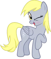 Size: 3871x4500 | Tagged: safe, artist:slb94, derpibooru import, derpy hooves, pegasus, pony, absurd resolution, blushing, cute, female, flirty, mare, one eye closed, raised hoof, simple background, solo, transparent background, vector, wink