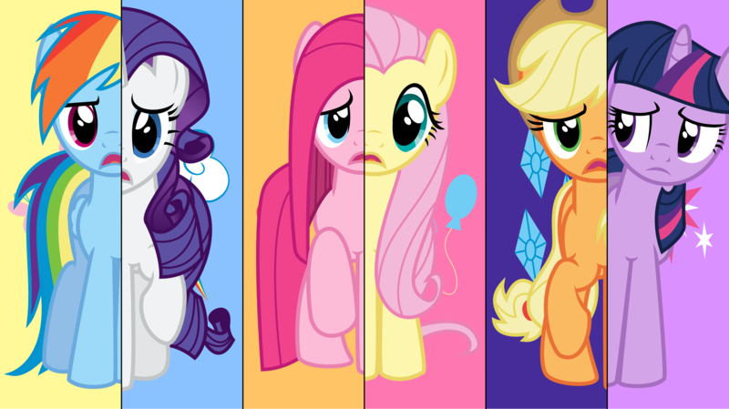 Size: 3513x1970 | Tagged: safe, artist:audiobeatzz, derpibooru import, applejack, fluttershy, pinkie pie, rainbow dash, rarity, twilight sparkle, pony, unicorn, mane six, pinkamena diane pie, swapped cutie marks, unicorn twilight, vector, what my cutie mark is telling me