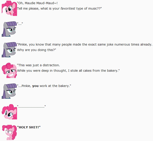 Size: 702x647 | Tagged: artist:dziadek1990, conversation, derpibooru import, dialogue, emotes, emote story, maud pie, pinkie pie, reddit, safe, slice of life, text, vulgar