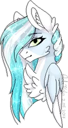 Size: 195x364 | Tagged: safe, artist:adakola, deleted from derpibooru, derpibooru import, oc, oc:south, unofficial characters only, pegasus, pony, chest fluff, female, mare, pixel art, simple background, solo, transparent background