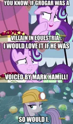 Size: 1256x2109 | Tagged: safe, derpibooru import, edit, edited screencap, screencap, grogar, maud pie, starlight glimmer, pony, rock solid friendship, exploitable meme, mark hamill, meme, obligatory pony, screencap comic, starlight's confessions