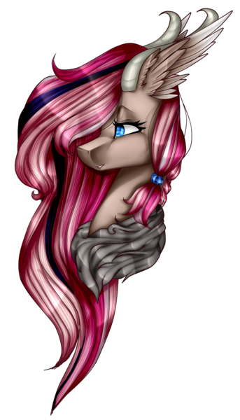 Size: 845x1476 | Tagged: safe, artist:xxmissteaxx, derpibooru import, oc, oc:mirach, unofficial characters only, draconequus, pony, bust, female, portrait, simple background, solo, transparent background