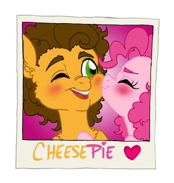 Size: 6913x7250 | Tagged: safe, artist:ameliacostanza, artist:edcom02, derpibooru import, cheese sandwich, pinkie pie, pony, absurd resolution, blushing, cheesepie, female, kissing, male, mare, photo, shipping, stallion, straight