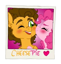 Size: 6913x7250 | Tagged: safe, artist:ameliacostanza, artist:edcom02, derpibooru import, cheese sandwich, pinkie pie, pony, absurd resolution, blushing, cheesepie, female, kissing, male, mare, photo, shipping, stallion, straight