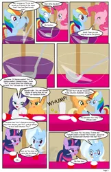 Size: 792x1224 | Tagged: suggestive, artist:dekomaru, derpibooru import, applejack, pinkie pie, rainbow dash, rarity, trixie, twilight sparkle, pony, comic:the greatest gift, and then sex happened, blushing, comic, drunk, drunk aj, drunk rarity, drunk twilight, drunker dash, female, imminent sex, implied appledash, implied lesbian, implied shipping, implied sparity, implied straight, lesbian, mare, punch (drink), punch bowl, shipping, spiked punch, the great and alcoholics trixie, twixie