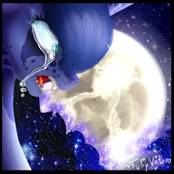 Size: 1024x1024 | Tagged: safe, artist:tulipvictoria, derpibooru import, nightmare moon, princess luna, pony, crying, moon, open mouth, solo, stars, transformation