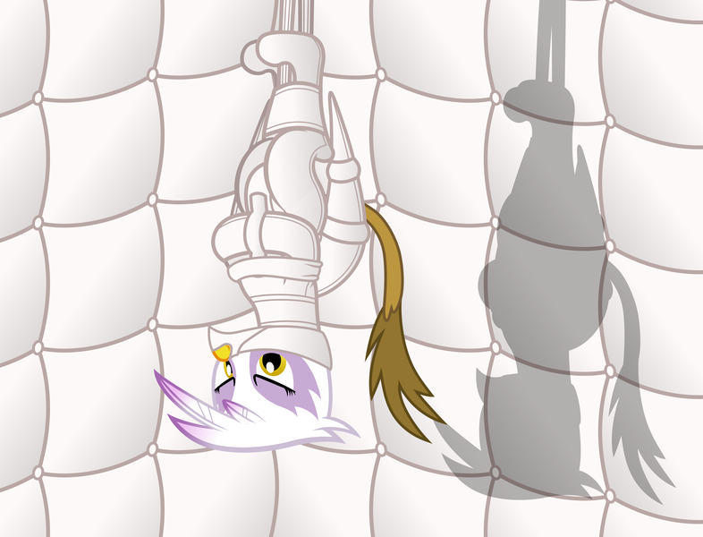 Size: 3930x3000 | Tagged: questionable, artist:applec1234, deleted from derpibooru, derpibooru import, gilda, gryphon, bondage, bound wings, female, gag, mummyjacket, muzzle gag, padded cell, solo, solo female, straitjacket, suspended, upside down