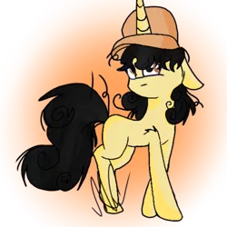 Size: 400x400 | Tagged: safe, artist:mysteryschannel, derpibooru import, oc, oc:curly fries, unofficial characters only, pony, unicorn, hat, male, solo, stallion