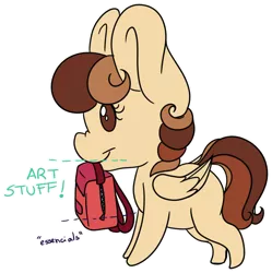 Size: 4396x4416 | Tagged: safe, artist:cutepencilcase, derpibooru import, oc, oc:pencil case, unofficial characters only, pony, absurd resolution, backpack, chibi, cute, female, mare, mouth hold, ocbetes, simple background, solo, transparent background