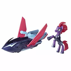 Size: 1500x1500 | Tagged: safe, derpibooru import, tempest shadow, pony, unicorn, my little pony: the movie, broken horn, female, guardians of harmony, hoof shoes, horn, irl, mare, photo, rearing, sky skiff, toy