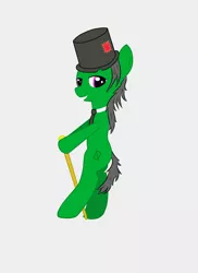 Size: 2550x3509 | Tagged: safe, artist:anonymous, derpibooru import, oc, ponified, unofficial characters only, earth pony, pony, 0chan, bipedal, cane, hat, simple background, solo, top hat, white background