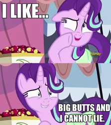 Size: 1256x1406 | Tagged: baby got back, derpibooru import, edit, edited screencap, exploitable meme, meme, rock solid friendship, screencap, sir mix-a-lot, solo, song reference, starlight glimmer, starlight's confessions, suggestive, text