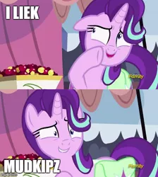 Size: 500x559 | Tagged: safe, derpibooru import, edit, edited screencap, screencap, starlight glimmer, mudkip, pony, rock solid friendship, blushing, exploitable meme, female, image macro, mare, meme, pokémon, solo, starlight's confessions