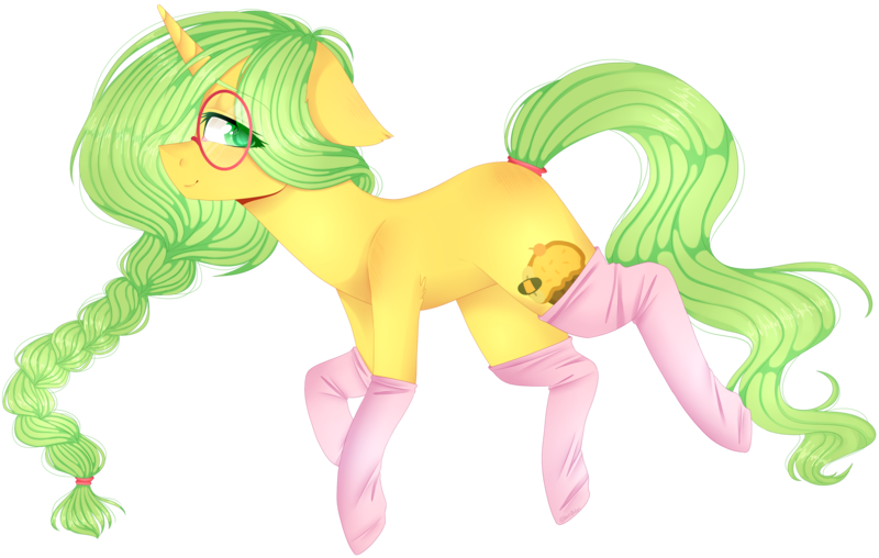 Size: 3786x2404 | Tagged: safe, artist:shiromidorii, derpibooru import, oc, oc:honey nevaeh, unofficial characters only, pony, unicorn, clothes, female, glasses, high res, mare, simple background, socks, solo, transparent background