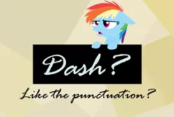 Size: 1850x1250 | Tagged: safe, artist:pony-from-everfree, derpibooru import, rainbow dash, pony, annoyed, bemused, cover art, digital art, female, filly, filly rainbow dash, foal, lineless, pun, punctuation, question mark, solo, younger