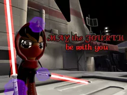 Size: 1400x1050 | Tagged: safe, artist:soad24k, derpibooru import, oc, oc:soadia, unofficial characters only, pony, 3d, gmod, lightsaber, may the fourth be with you, solo, star wars, weapon