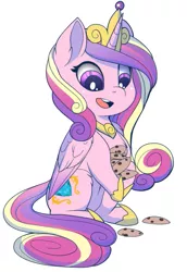 Size: 545x793 | Tagged: safe, artist:evehly, derpibooru import, princess cadance, alicorn, pony, chibi, cookie, cute, cutedance, female, food, mare, short legs, simple background, solo, white background