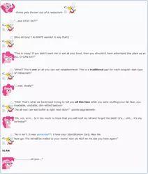 Size: 866x1020 | Tagged: safe, artist:dziadek1990, derpibooru import, gustave le grande, pinkie pie, gryphon, conversation, dialogue, emotes, emote story, reddit, slice of life, text