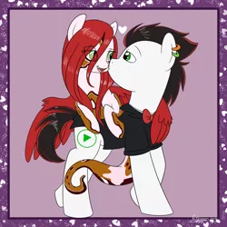 Size: 1280x1280 | Tagged: safe, artist:espeonna, derpibooru import, oc, unofficial characters only, pony, clothes, heart, kissing, suit