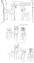 Size: 1473x2725 | Tagged: safe, artist:dsb71013, derpibooru import, oc, oc:brisk iron, oc:night cap, oc:static signal, pony, behaving like a bird, comic, magic, monochrome, royal guard, sunglasses, telekinesis