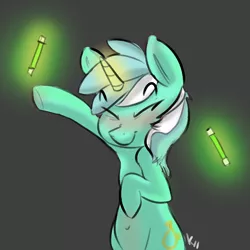 Size: 2000x2000 | Tagged: safe, artist:kackysocks, derpibooru import, lyra heartstrings, pony, unicorn, belly button, bipedal, dancing, eyes closed, glowstick, magic, solo, telekinesis