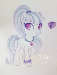 Size: 960x1280 | Tagged: safe, artist:dressella, derpibooru import, sonata dusk, ponified, pony, equestria girls, rainbow rocks, bracelet, colored pupils, cute, cutie mark, equestria girls ponified, heart eyes, jewelry, looking at you, necklace, smiling, solo, traditional art, wingding eyes