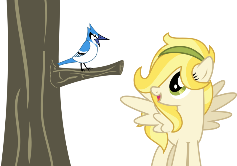 Size: 2858x2000 | Tagged: safe, artist:audiobeatzz, derpibooru import, oc, oc:tilly, unofficial characters only, bird, blue jay, pegasus, pony, female, high res, mare, simple background, solo, spread wings, transparent background, tree, vector, wings