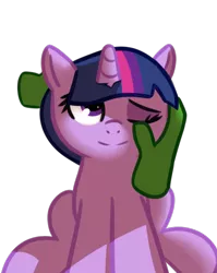 Size: 522x655 | Tagged: safe, artist:neuro, derpibooru import, twilight sparkle, oc, oc:anon, alicorn, human, pony, disembodied hand, female, hand, human on pony petting, mare, one eye closed, petting, simple background, sitting, smiling, solo focus, transparent background