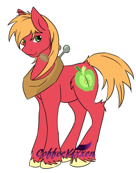 Size: 924x1176 | Tagged: safe, artist:coffeevixxen, derpibooru import, big macintosh, earth pony, pony, green eyes, male, simple background, smiling, solo, stallion, transparent background