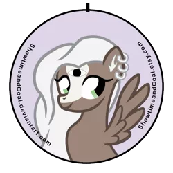 Size: 600x600 | Tagged: safe, artist:showtimeandcoal, derpibooru import, oc, unofficial characters only, pegasus, pony, 3rd eye, all seeing eye, button, commission, custom, eye, irl, photo, piercing, pin, solo, toy, ych result