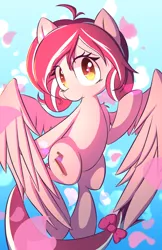 Size: 770x1190 | Tagged: safe, artist:kawaiipony2, derpibooru import, oc, oc:cherry blossom, unofficial characters only, pegasus, pony, colored pupils, cute, female, looking at you, mare, ocbetes, solo