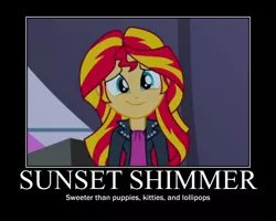 Size: 750x600 | Tagged: safe, derpibooru import, screencap, sunset shimmer, equestria girls, rainbow rocks, cute, image macro, meme, motivational poster, shimmerbetes, solo