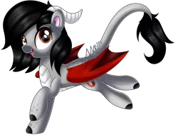 Size: 2736x2065 | Tagged: safe, artist:ilynalta, derpibooru import, oc, oc:scarlet spectrum, unofficial characters only, dracony, dragon, hybrid, pony, cute, fangs, female, happy, mare, simple background, solo, transparent background