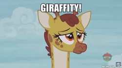 Size: 600x336 | Tagged: clementine, derpibooru import, edit, edited screencap, family guy, fluttershy leans in, giggity, giraffe, meme, safe, screencap, solo