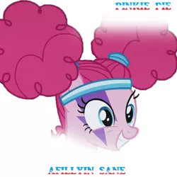 Size: 1080x1080 | Tagged: safe, artist:j-115, derpibooru import, edit, edited screencap, screencap, pinkie pie, ponified, pony, aladdin sane, album cover, background removed, bust, david bowie, parody, pinkie puffs, ponified album cover, portrait, simple background, solo, white background