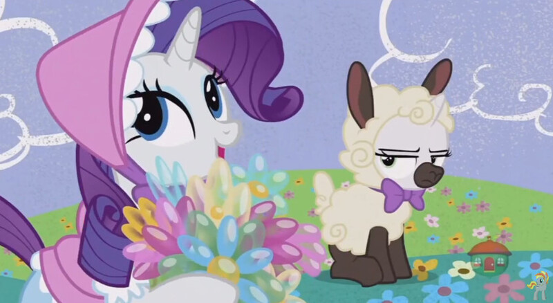 Size: 844x462 | Tagged: safe, derpibooru import, screencap, rarity, sweetie belle, pony, forever filly, sheepie belle, sweetie belle is not amused