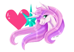 Size: 1024x724 | Tagged: safe, artist:oneiria-fylakas, derpibooru import, oc, oc:shiny heart, unofficial characters only, pony, bust, female, mare, offspring, parent:princess cadance, parent:shining armor, parents:shiningcadance, portrait, simple background, solo, transparent background