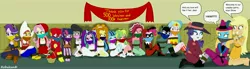 Size: 8000x2200 | Tagged: safe, artist:robukun, derpibooru import, adagio dazzle, applejack, aria blaze, fluttershy, gloriosa daisy, lemon zest, octavia melody, pinkie pie, princess celestia, princess luna, rainbow dash, rarity, sci-twi, sonata dusk, starlight glimmer, sunset shimmer, twilight sparkle, oc, oc:shine, equestria girls, absurd resolution, catwoman, clothes, costume, detective rarity, dutch cap, gag, harley quinn, hat, humane five, humane seven, humane six, pocahontas, poison ivy, principal celestia, the dazzlings, the flash, vice principal luna, wonder woman