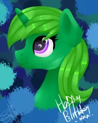 Size: 2000x2500 | Tagged: safe, artist:saturnstar14, derpibooru import, oc, oc:lime dream, unofficial characters only, pony, birthday gift, bust, portrait, solo