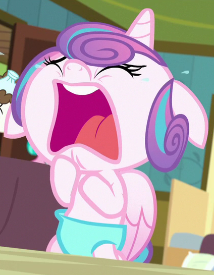 Size: 424x545 | Tagged: safe, derpibooru import, screencap, princess flurry heart, alicorn, pony, a flurry of emotions, baby, baby alicorn, baby flurry heart, baby pony, cropped, crying, crying baby, crying infant, diaper, fussing, fussing baby, fussing infant, fussy, fussy baby, fussy infant, infant, light pink diaper, sobbing, solo, teary eyes