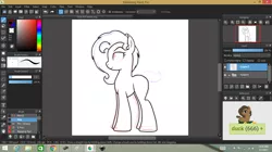 Size: 1368x768 | Tagged: safe, artist:binkyt11, derpibooru import, oc, oc:duck badge, ponified, unofficial characters only, pony, derpibooru, derpibooru ponified, medibang paint, meta, solo, wip
