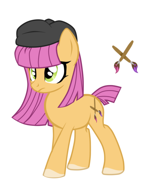 Size: 788x1000 | Tagged: safe, artist:xxmissteaxx, derpibooru import, oc, unofficial characters only, earth pony, pony, beret, cutie mark, female, mare, simple background, solo, transparent background