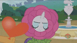 Size: 700x394 | Tagged: safe, derpibooru import, screencap, rarity, sweetie belle, twisty pop, pony, forever filly, animated, balloon, deflation, denied, flower costume, flowerity, gif, heart balloon, sad