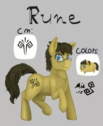 Size: 2894x3545 | Tagged: safe, artist:mik3thestrange, derpibooru import, oc, oc:rune, unofficial characters only, earth pony, pony, gray background, male, reference sheet, simple background, solo, stallion