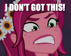 Size: 512x408 | Tagged: safe, derpibooru import, edit, edited screencap, screencap, gloriosa daisy, equestria girls, cropped, i got this, image macro, inverted mouth, meme, solo, subverted meme