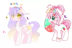 Size: 1343x896 | Tagged: safe, artist:windymils, derpibooru import, oc, oc:pink, oc:star, unofficial characters only, earth pony, pegasus, pony, female, mare, reference, starry mane